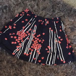 Navy skirt with orange hearts and white stripes